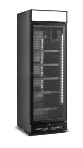 KOELKAST GLASDEUR 450L ZWART