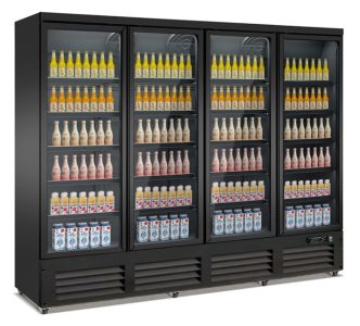 KOELKAST 4 GLASDEUREN ZW *HEFT