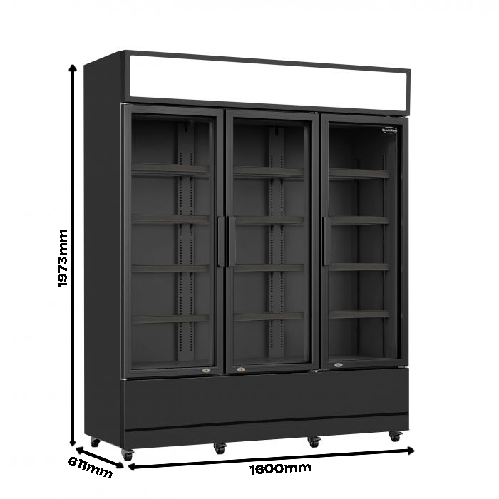 KOELKAST 3 GLASDEUREN ZWART - Afbeelding 13