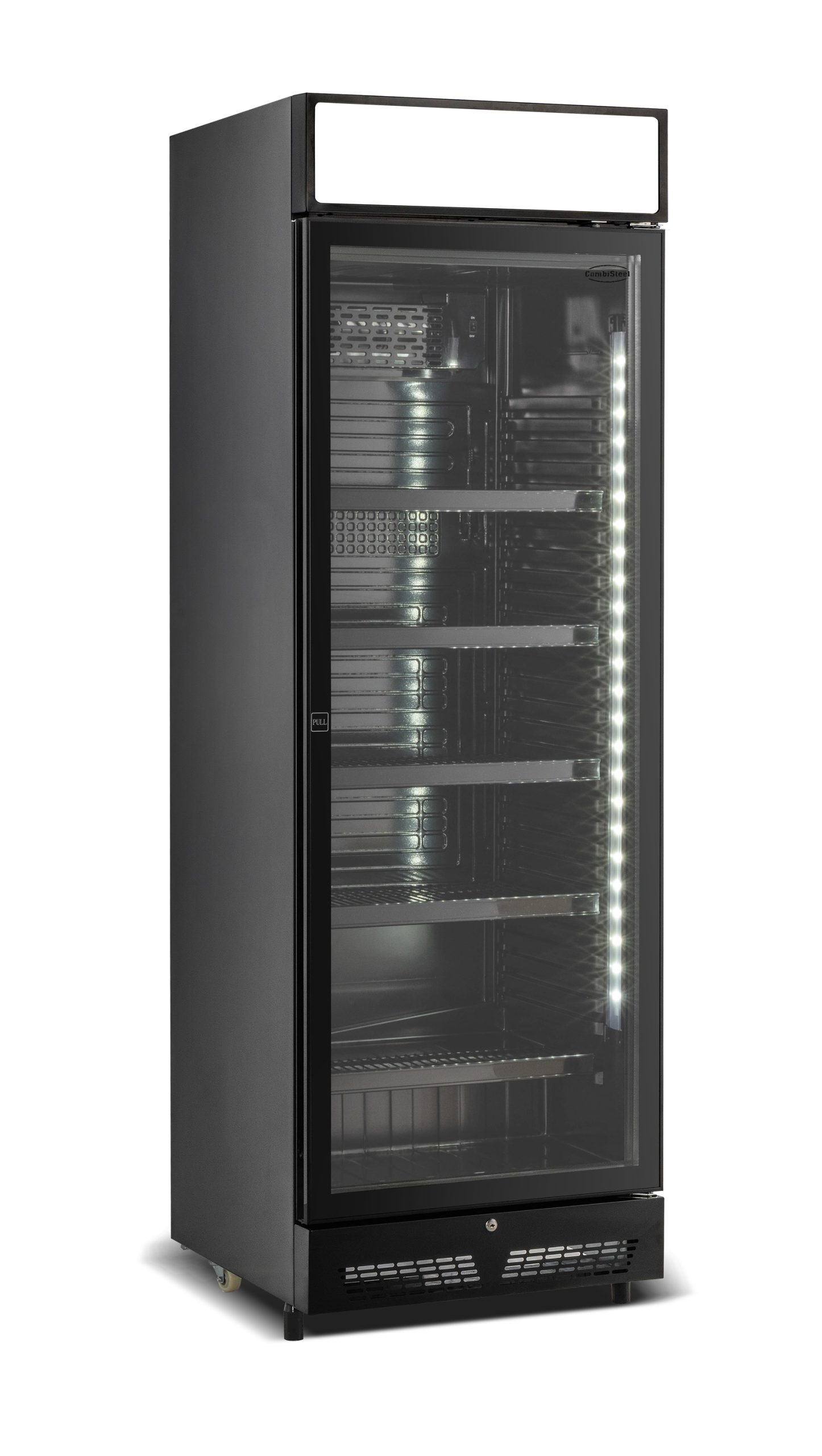 KOELKAST GLASDEUR 450L ZWART