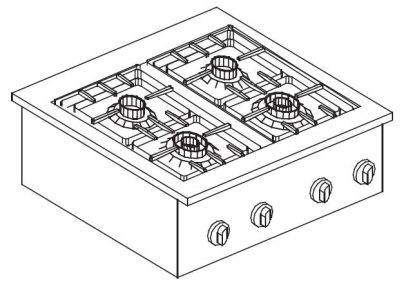 DROPIN GAS KOOKUNIT 4 BR. 14KW