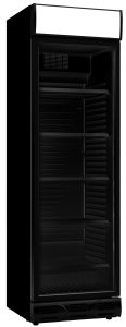 KOELKAST GLASDEUR 382L ZWART