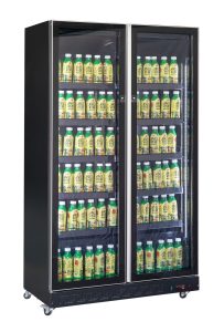 KOELKAST 2 GLASDEUREN ZWART