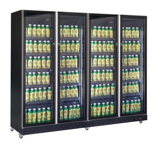 KOELKAST 4 GLASDEUREN ZWART